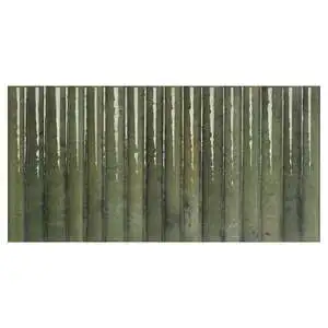 Bryn Fluted Green 6x12 3D Glossy Ceramic Tile