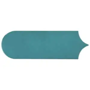 Fan Teal Blue 3x8 Fishscale Mixed Finishes Ceramic Wall Tile