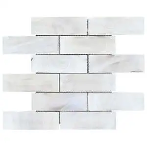 Kalifa Iridescent Pearl White 2x6 Polished Glass Mosaic Tile