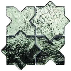 Kismet Green 4" Star Cross Polished Glass Mosaic Tile