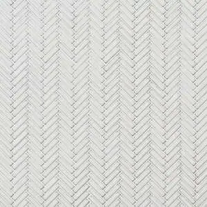 Motek Snow White 1x2" Herringbone Glossy Porcelain Mosaic Tile