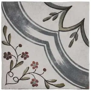 Paula Purroy Como Blossom Blue Gray with Gold 5x5 Matte Ceramic