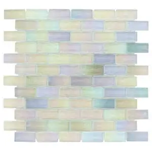 Riverton Glacier White 1x2 Polished Glass Mosaic Tile