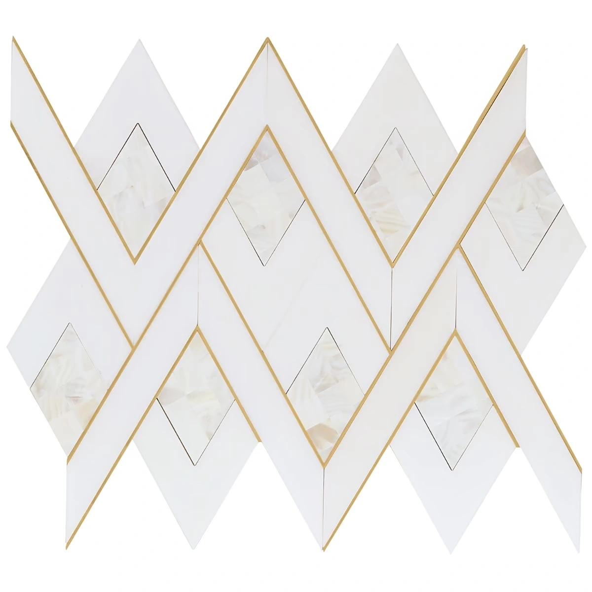 Fontane Pearl - White Thassos- White Pearl- & Brass Polished Mar
