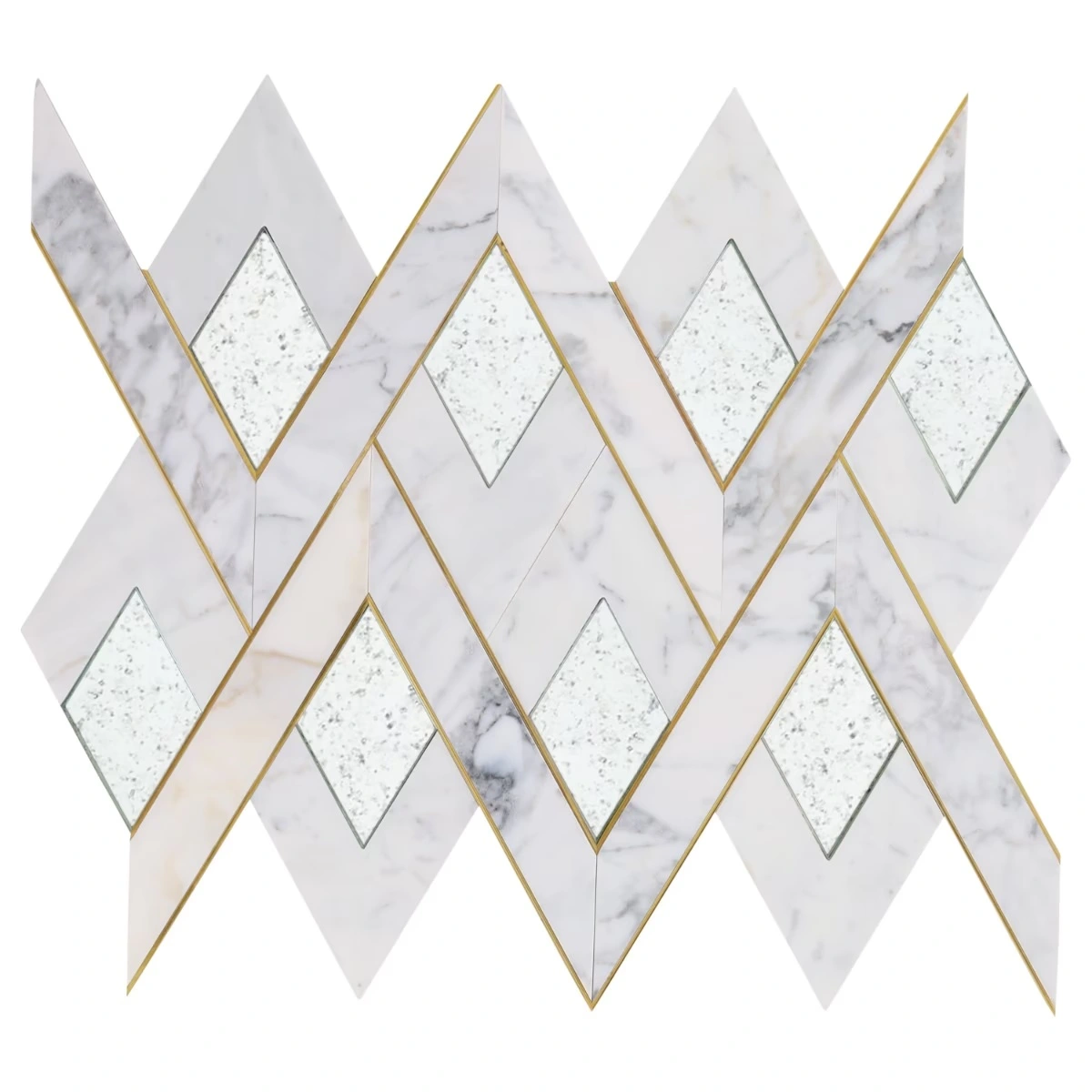 Fontane Mirror - Calacatta- Antique Mirror- & Brass Polished Mar