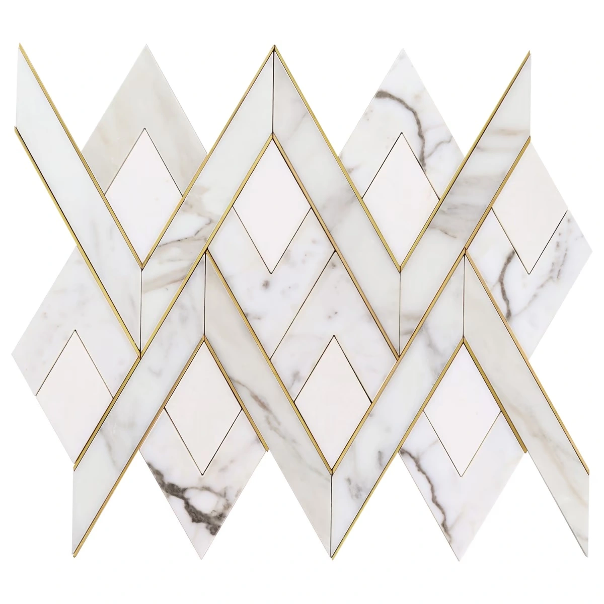 Fontane Bianco - White Thassos- Calacatta- & Brass Polished Marb
