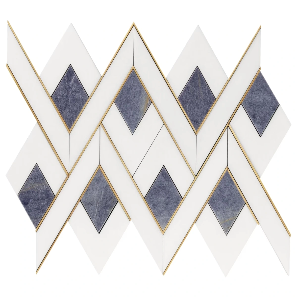Fontane Azul - White Thassos- Blue Macauba- & Brass Polished Mar Fontane Azul - White Thassos- Blue Macauba- & Brass Polished Mar
