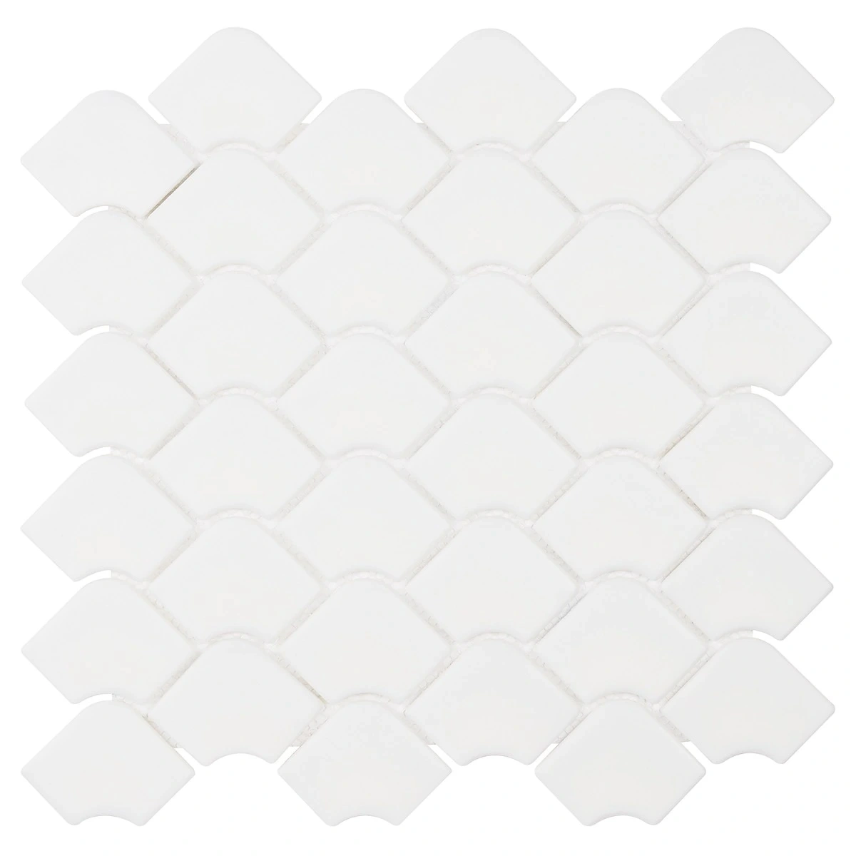 Juniper White 2x3 Fishscale Matte Glass Mosaic Tile