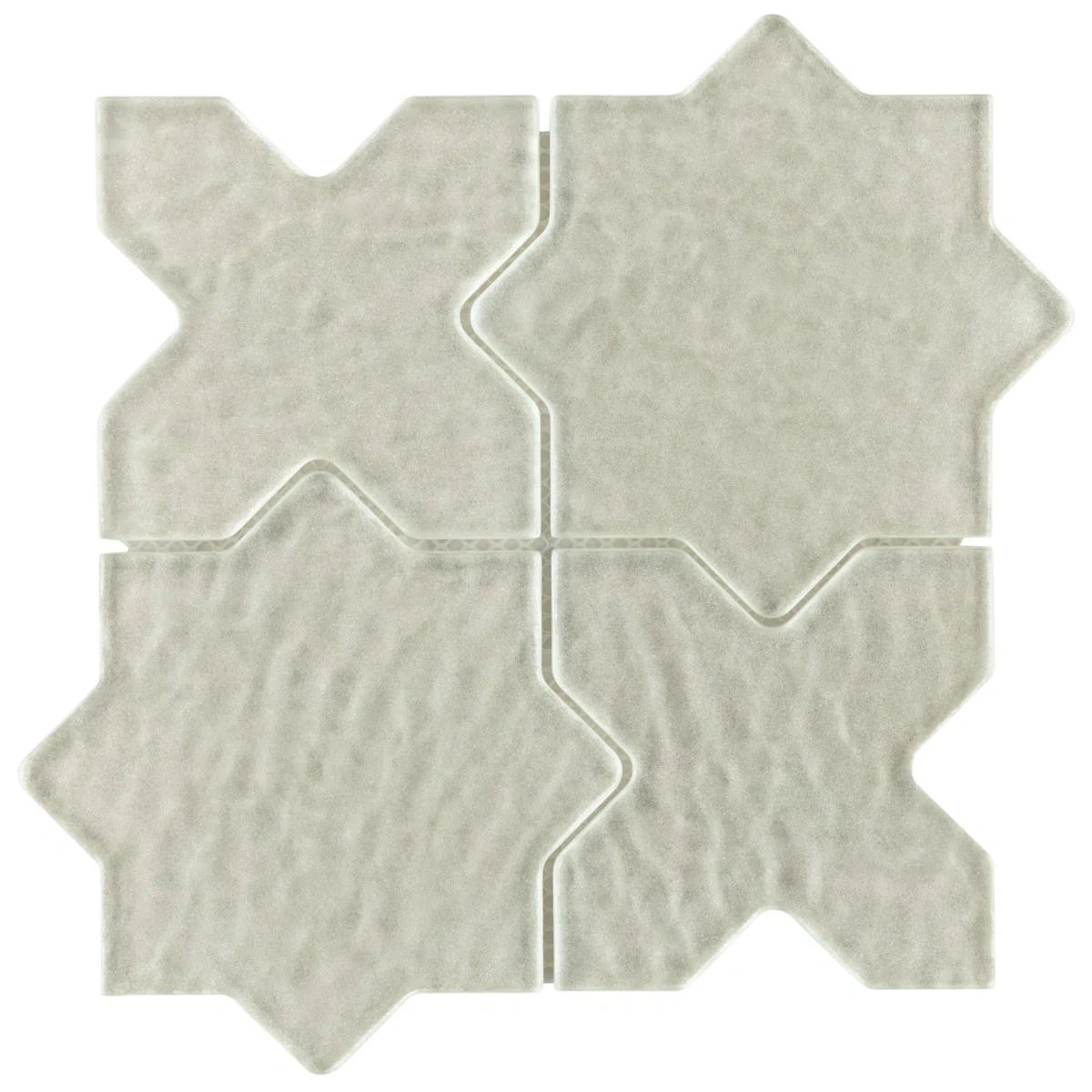 Kismet White 4" Star Cross Polished Glass Mosaic Tile