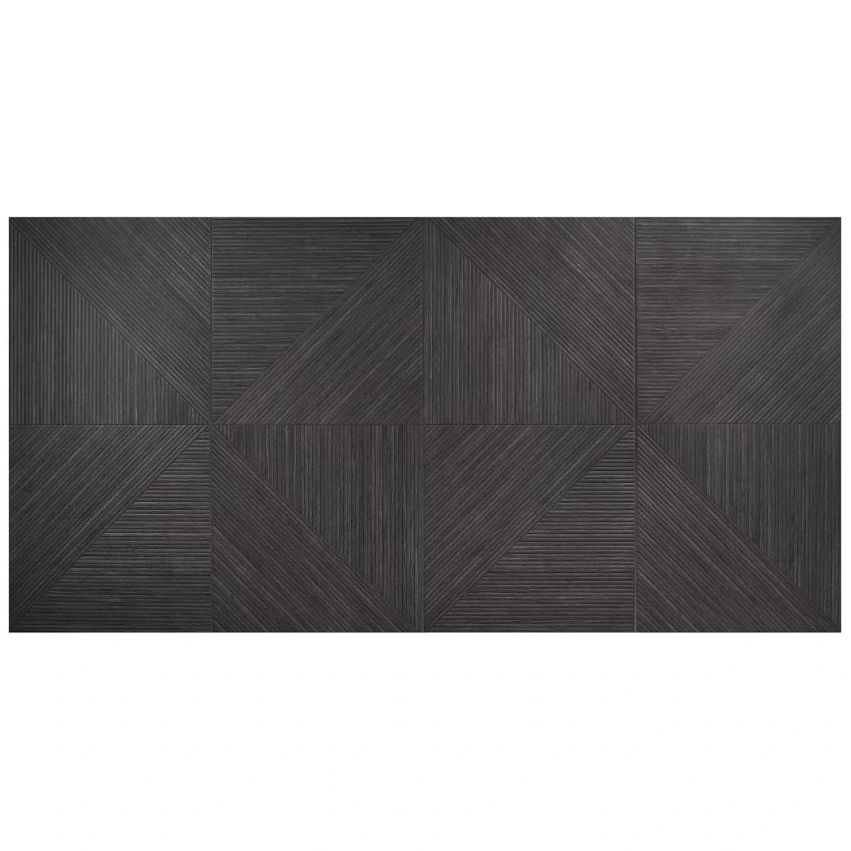 Lounge Charcoal Black 24x48 Ribbed Matte Fluted Porcelain Wood L