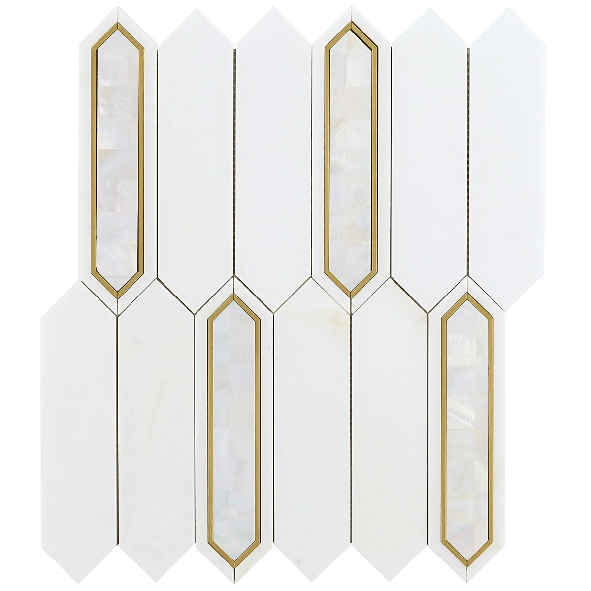 Madelyn White Pearl - White Thassos- White Pearl & Brass