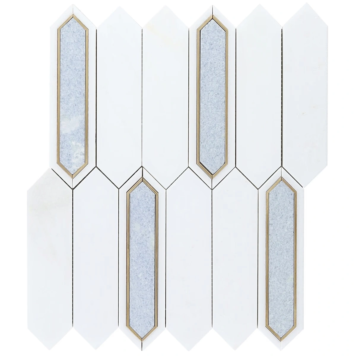 Madelyn Blue - Blue Celeste- White Thassos & Brass Polished