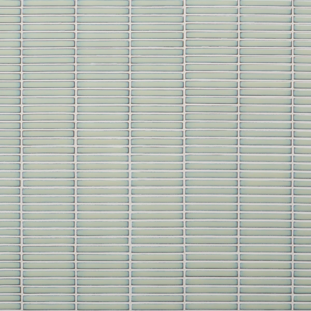 Motek Mint Green 1x4" Tri-Stacked Glossy Porcelain Mosaic Tile