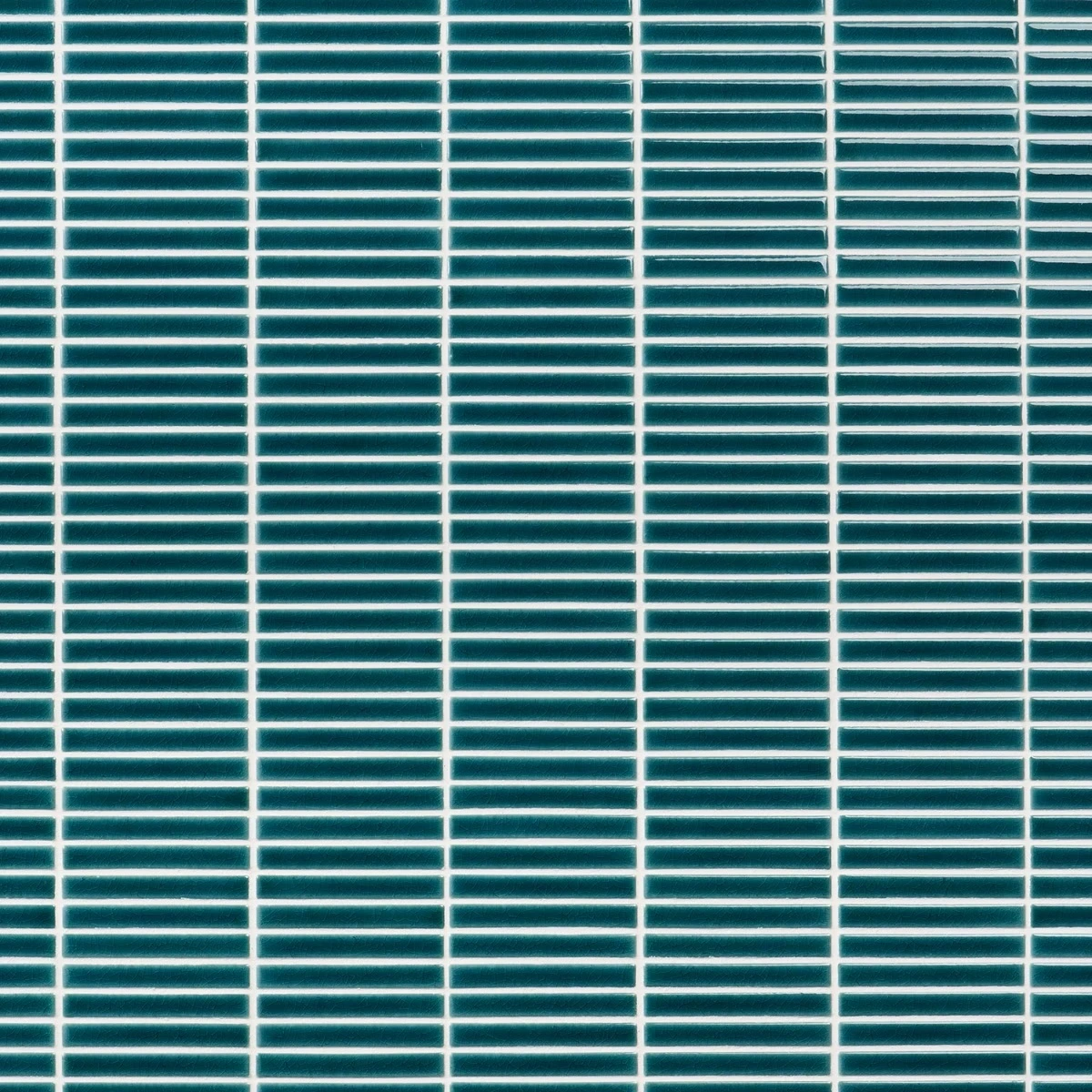 Motek Teal 1x4" Tri-Stacked Crackled Glossy Porcelain Mosaic
