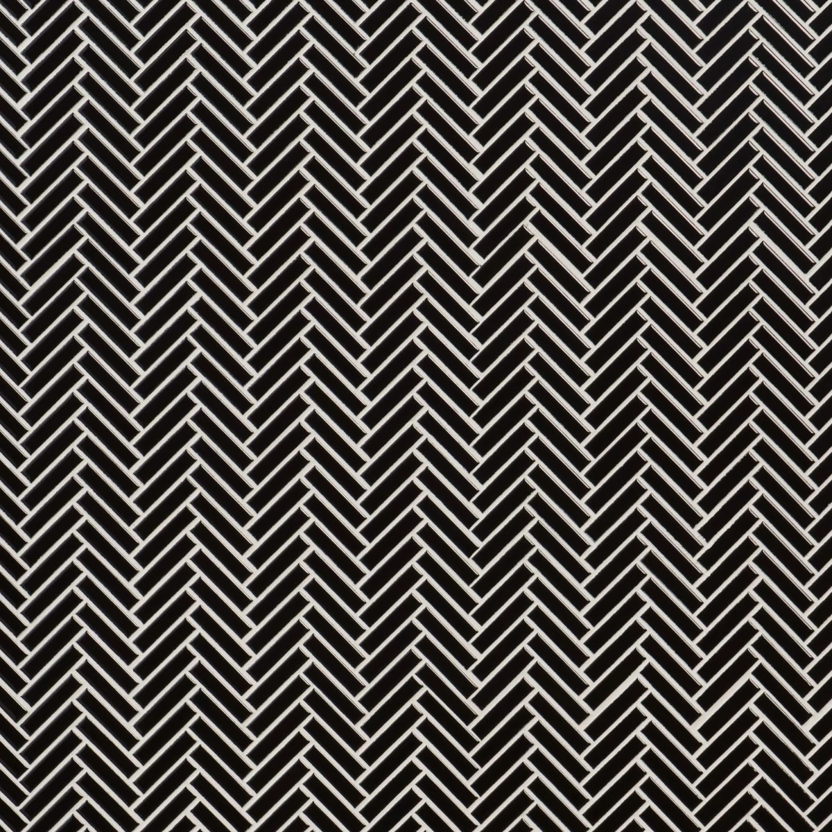Motek Black 1x2" Herringbone Glossy Porcelain Mosaic Tile