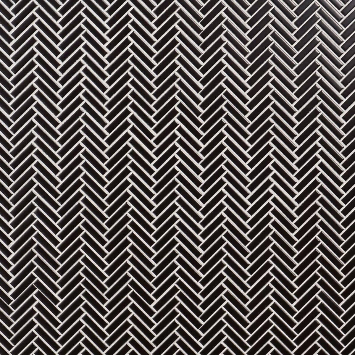 Motek Black 1x2" Herringbone Matte Porcelain Mosaic Tile