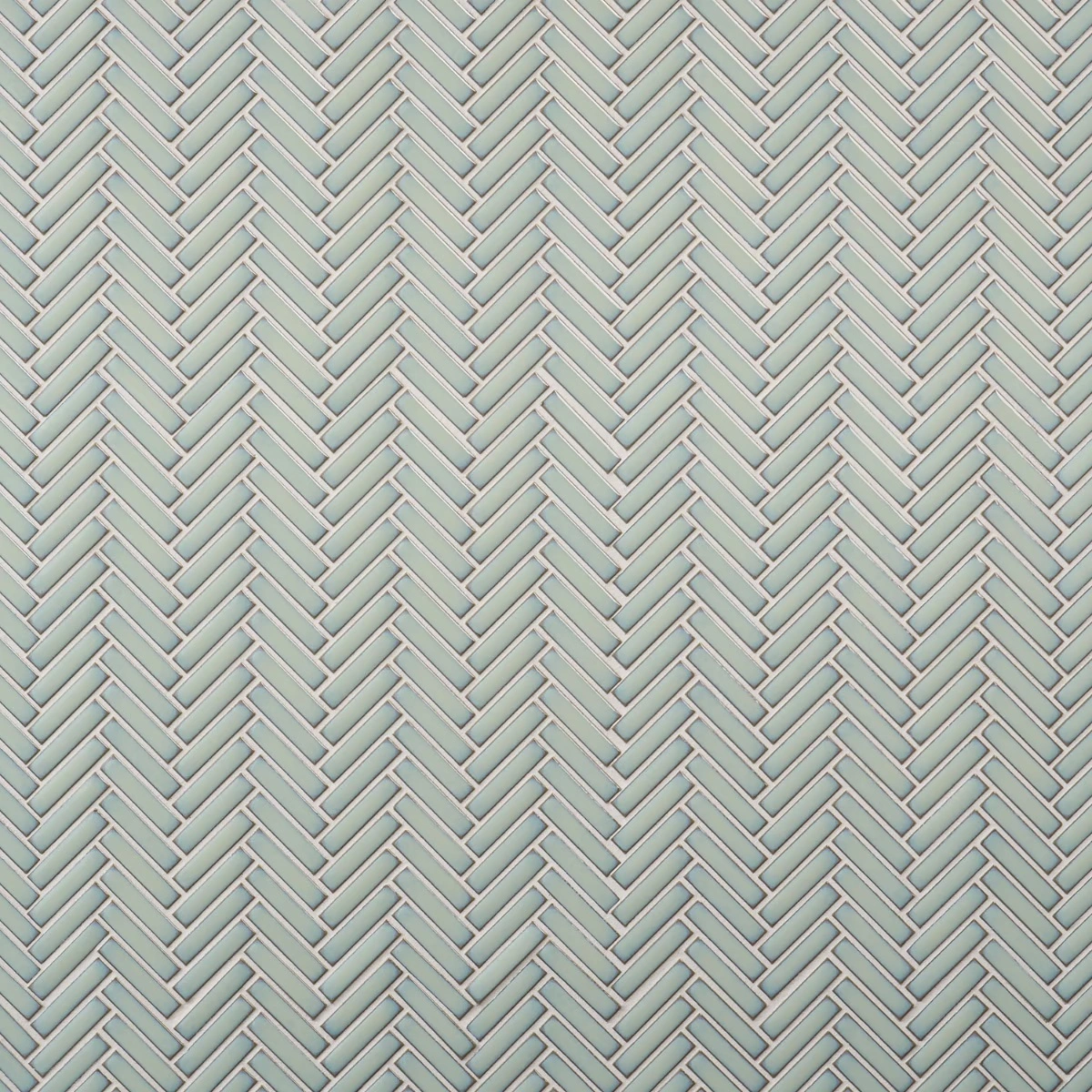 Motek Mint Green 1x2" Herringbone Glossy Porcelain Mosaic Tile