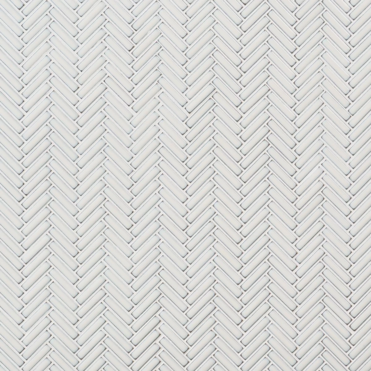Motek Snow White 1x2" Herringbone Glossy Porcelain Mosaic Tile