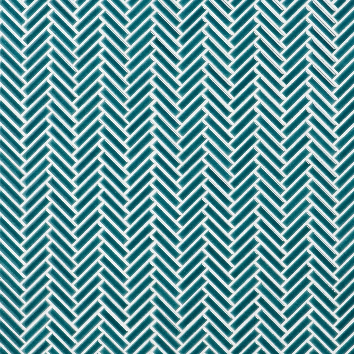 Motek Teal 1x2" Herringbone Crackled Glossy Porcelain Mosaic