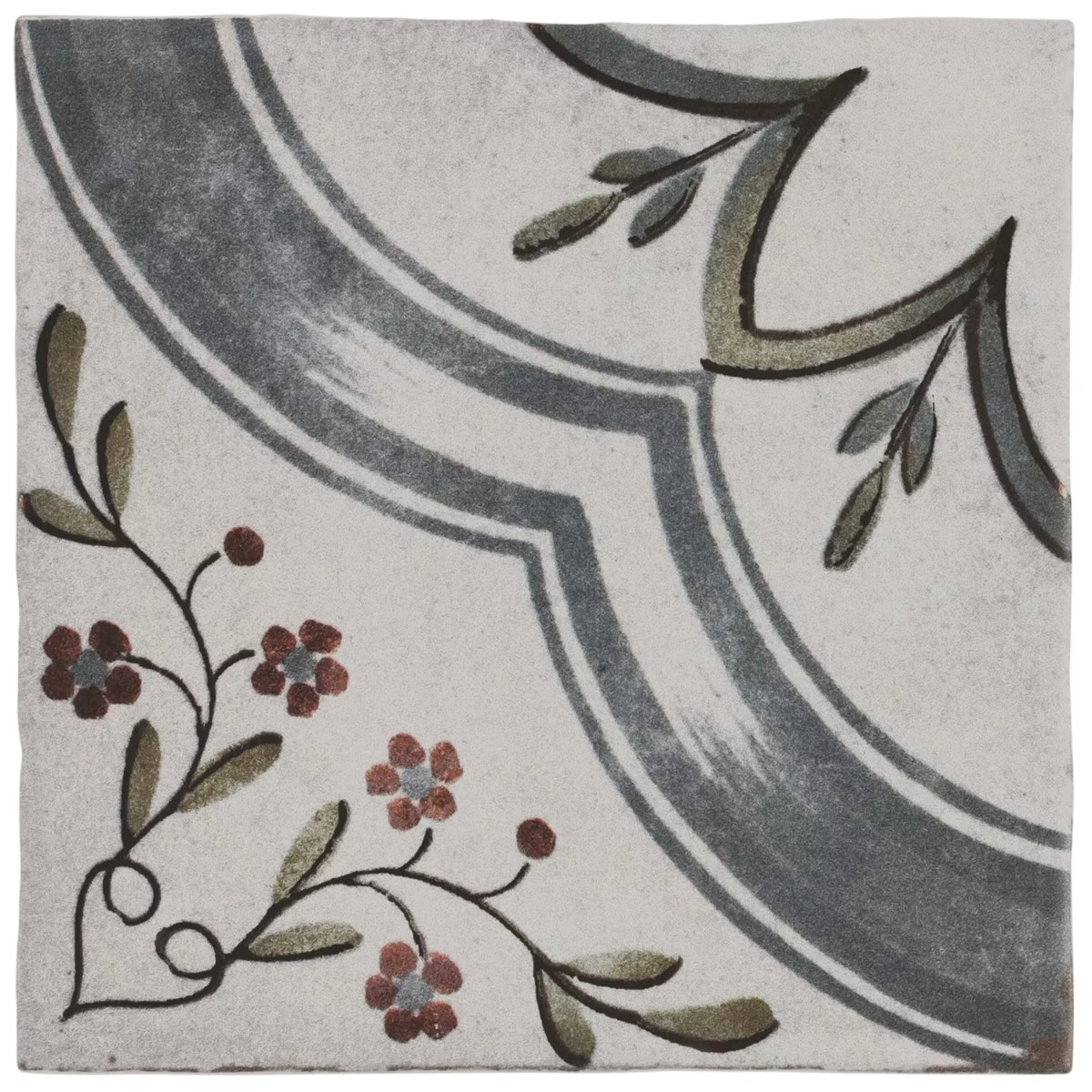 Paula Purroy Como Blossom Blue Gray with Gold 5x5 Matte Ceramic