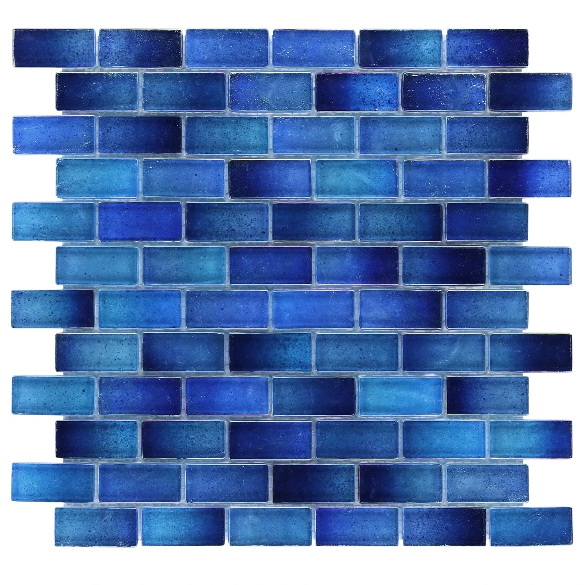 Riverton Lagoon Blue 1x2 Polished Glass Mosaic Tile
