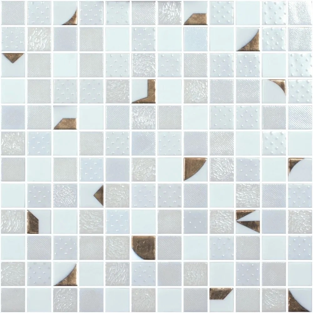 White/Gold 1X1″ Glossy