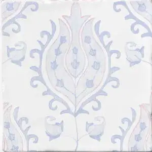 Indigo Wash Tulips Glossy Glazed Terracotta Tile