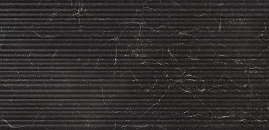 Iris Black Honed Thin Fluted Marble Accent Tiles