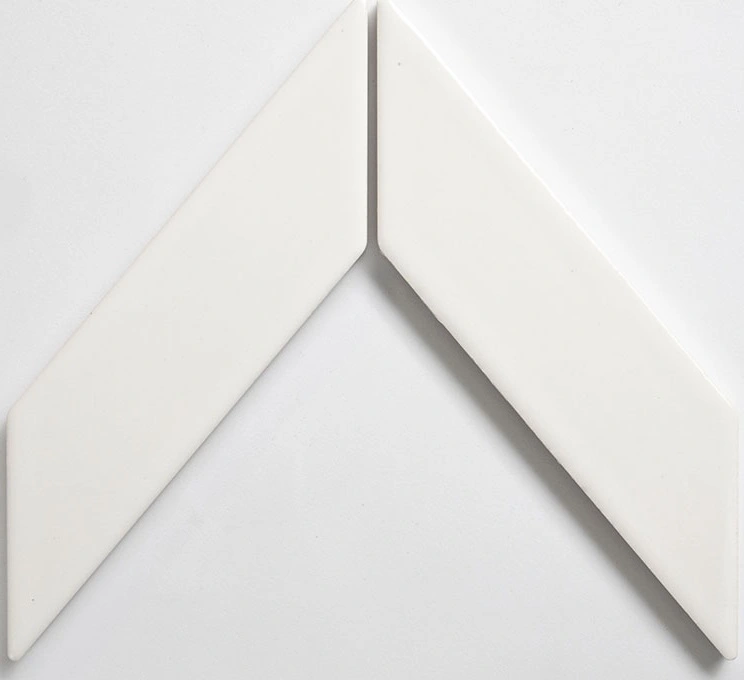 Tulum White Glossy Chevron Ceramic Tile