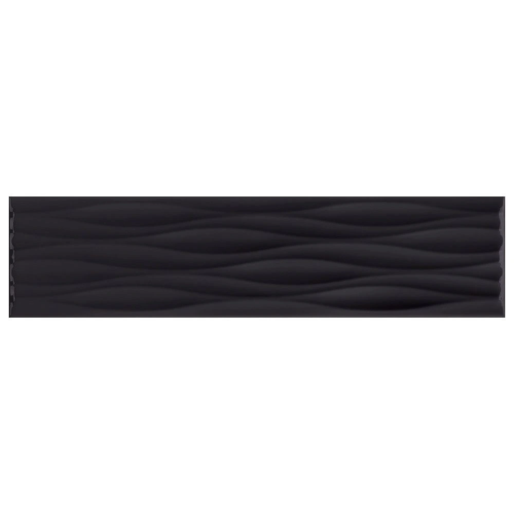 Krea 2.0 4x16 Black Ripple Glossy Wall Tile