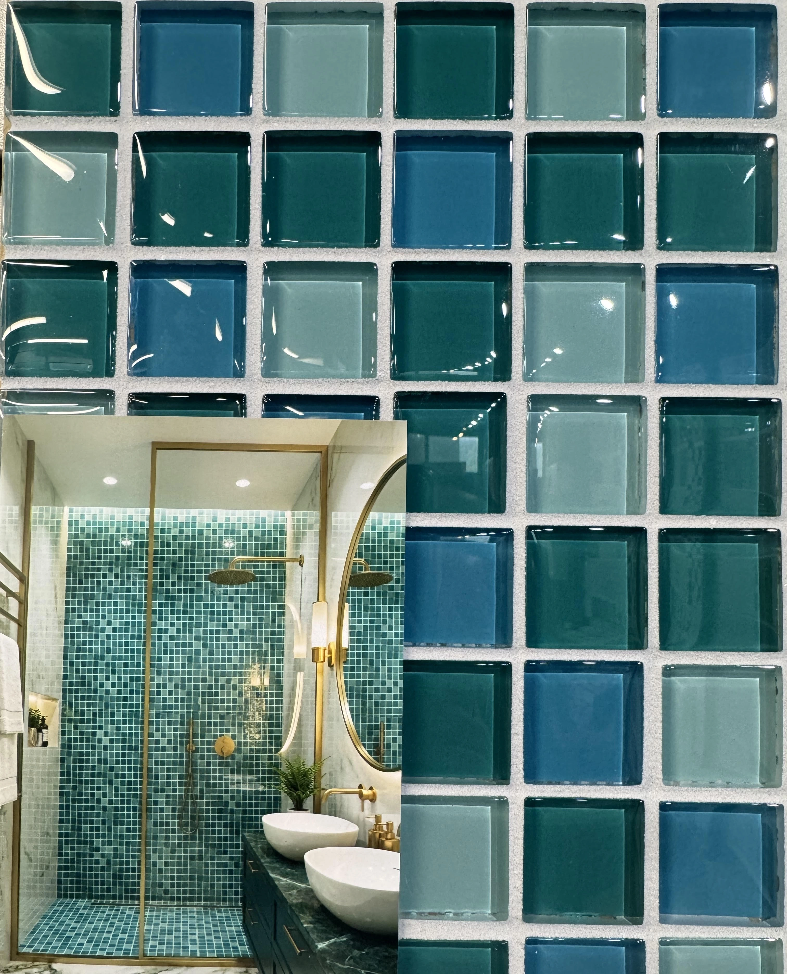Mix glass blue and green