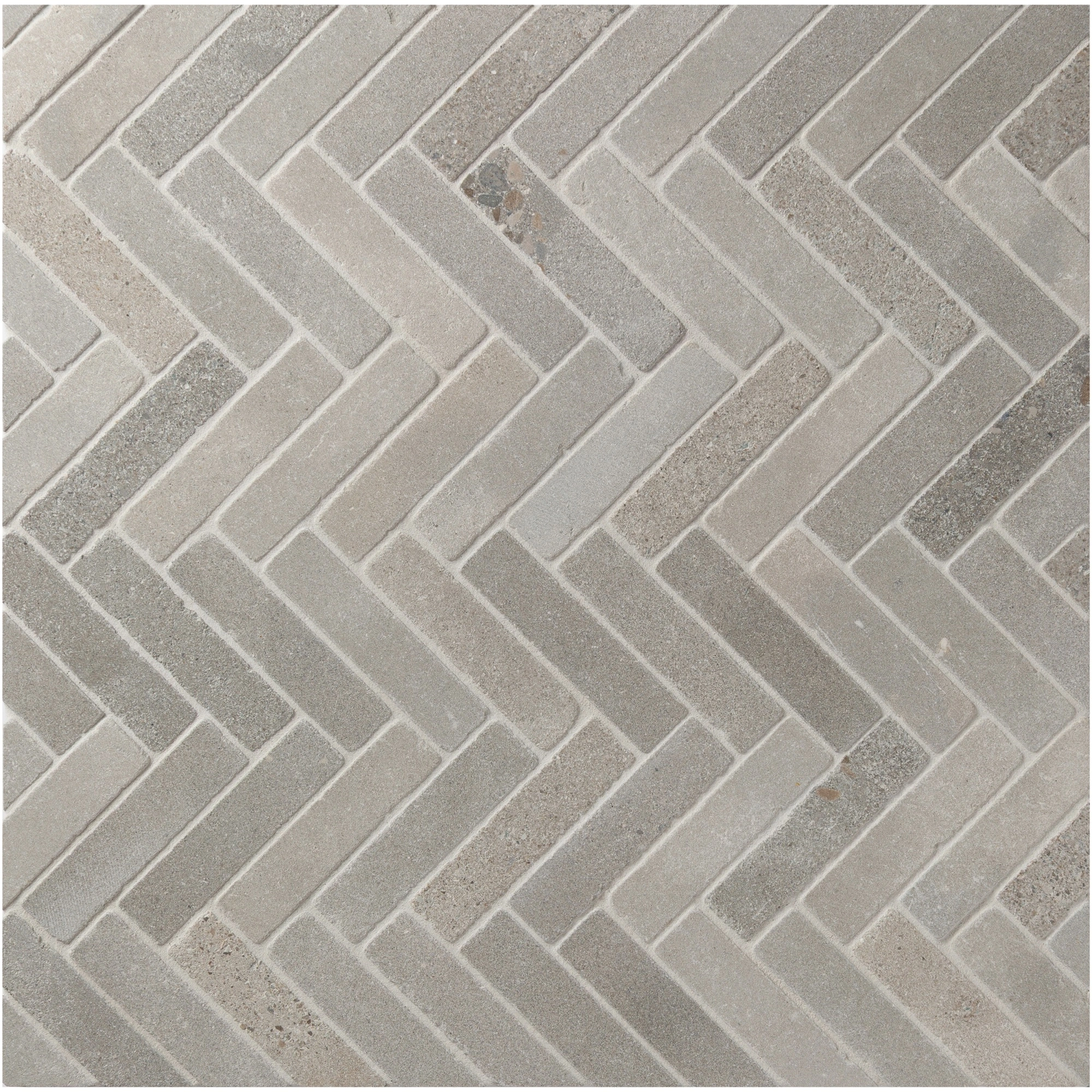 Pierre Sud Herringbone Mosaic 1x4 Argent Tumbled