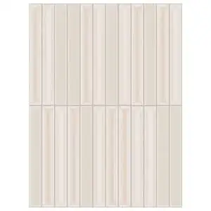Flautini 1x8 Bianco Glossy Mesh Mounted Dimensional Wall Tile