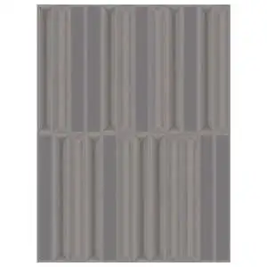Flautini 1x8 Grigio Glossy Mesh Mounted Dimensional Wall Tile