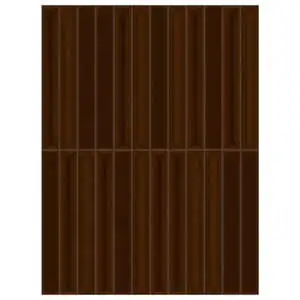 Flautini 1x8 Tabacco Glossy Mesh Mounted Dimensional Wall Tile