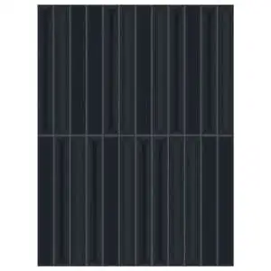 Flautini 1x8 Blu Glossy Mesh Mounted Dimensional Wall Tile