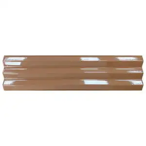 Solis 4x16 Clay Ribbed Glossy Ceramic Wall Tile