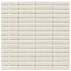 Stix 12x12 Mosaic Bone Ivory Glossy Reeded Ceramic Tile