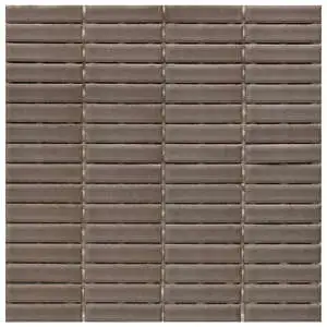 Stix 12x12 Mosaic Cocoa Clay Glossy Reeded Ceramic Tile