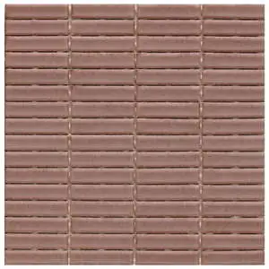 Stix 12x12 Mosaic Rust Berry Glossy Reeded Ceramic Tile