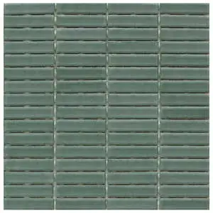 Stix 12x12 Mosaic Sage Moss Glossy Reeded Ceramic Tile
