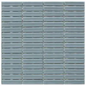 Stix 12x12 Mosaic Polar Tide Glossy Reeded Ceramic Tile