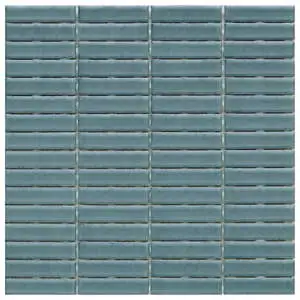 Stix 12x12 Mosaic Deep Teal Glossy Reeded Ceramic Tile