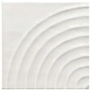 Swirl 5x5 White Glossy Curve Decorative Ceramic Wall Tile