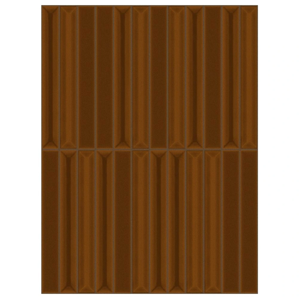 Flautini 1x8 Cotto Glossy Mesh Mounted Dimensional Wall Tile