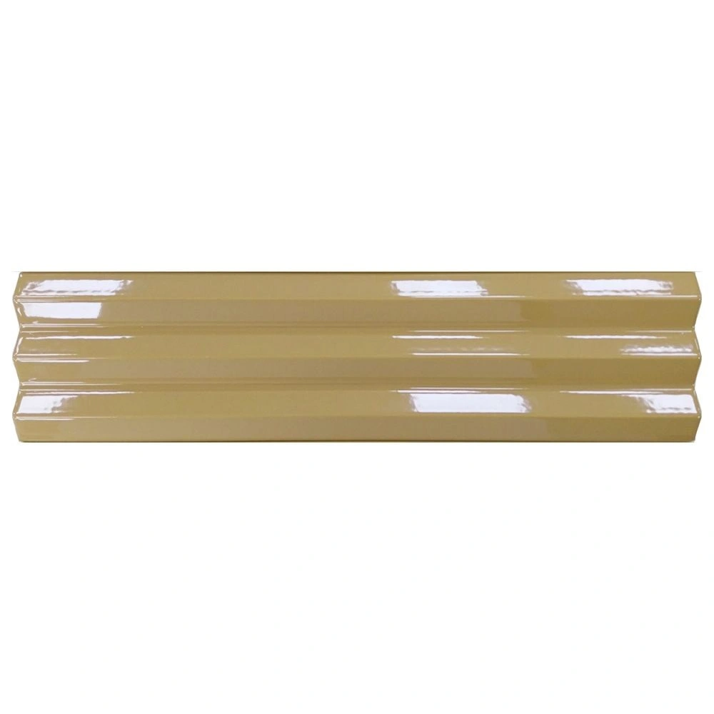 Solis 4x16 Mustard Ribbed Glossy Ceramic Wall Tile