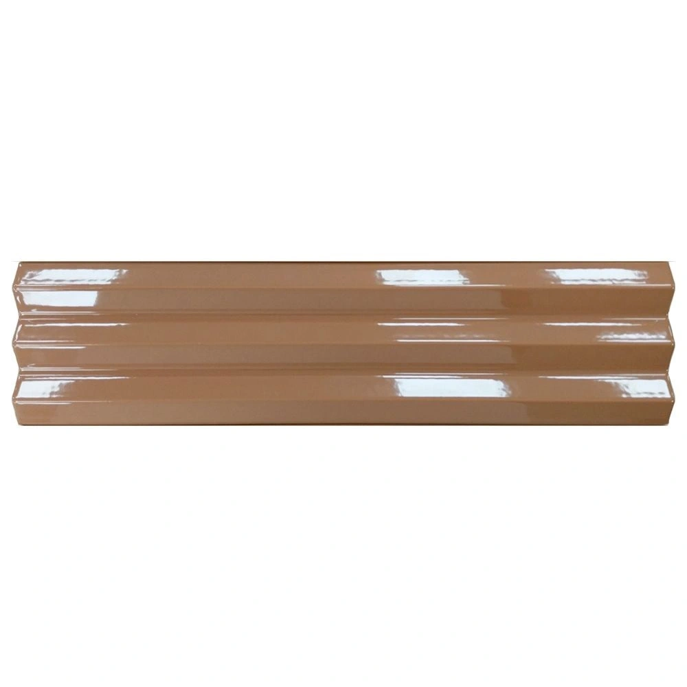 Solis 4x16 Clay Ribbed Glossy Ceramic Wall Tile