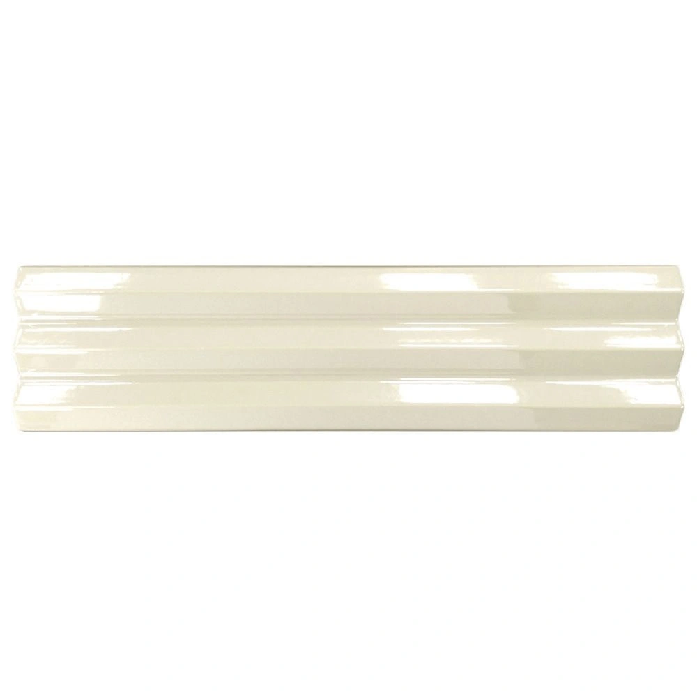 Solis 4x16 Bone Ribbed Glossy Ceramic Wall Tile