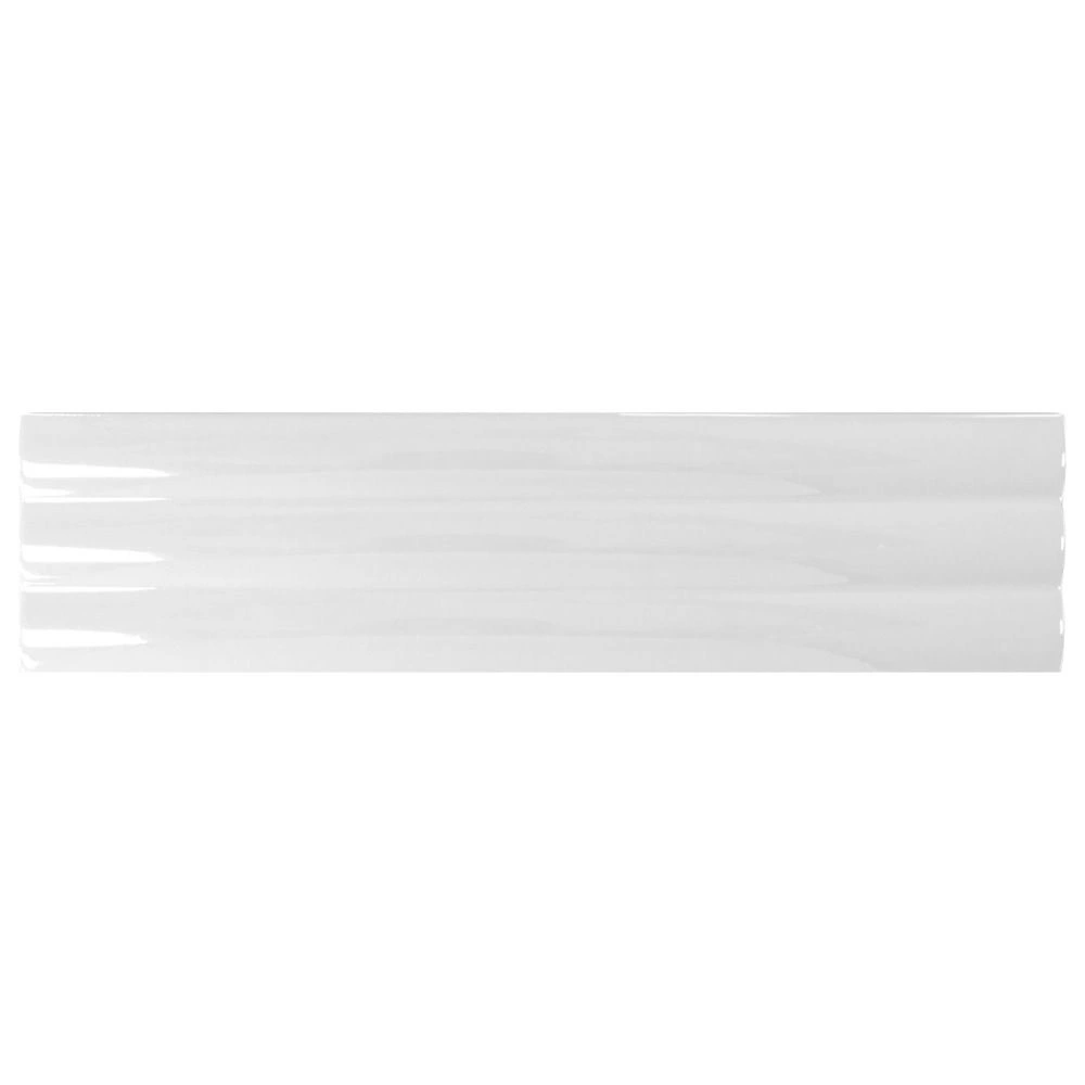 Solis 4x16 White Fluted Glossy Ceramic Wall Tile