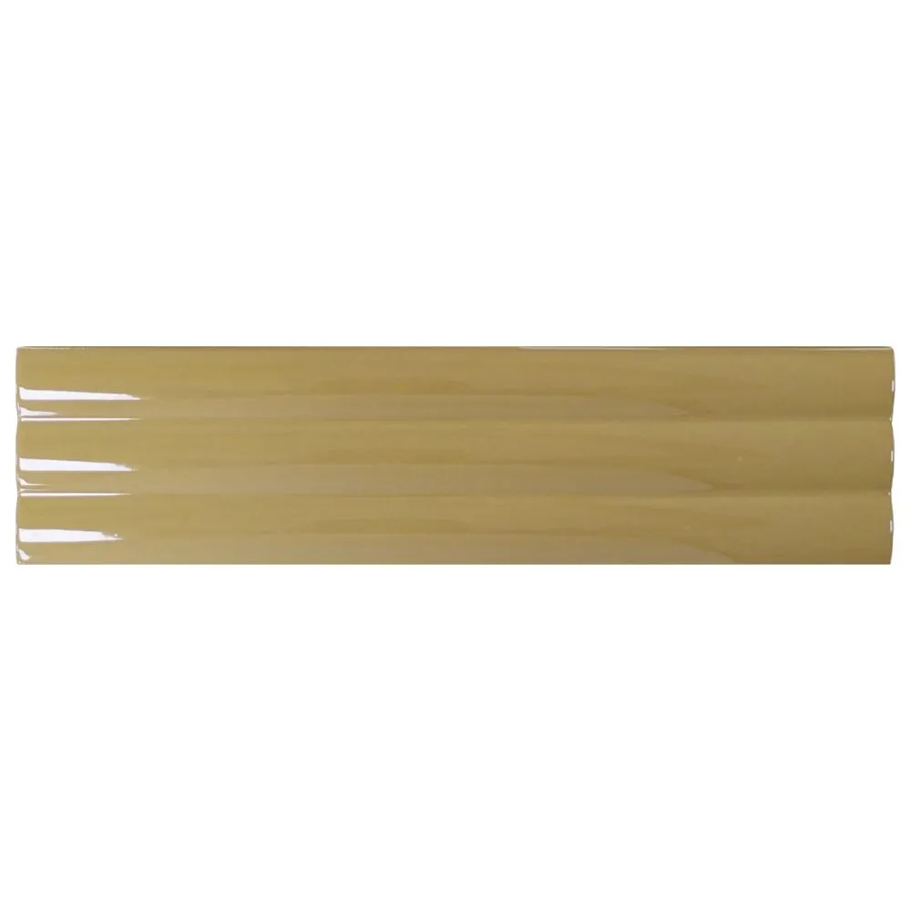 Solis 4x16 Mustard Fluted Glossy Ceramic Wall Tile